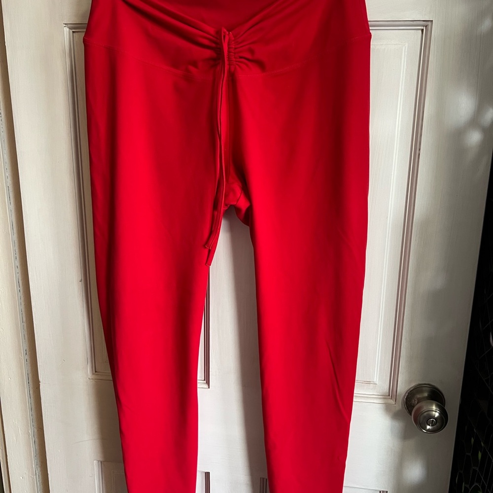 PINK Victoria's Secret Red Leggings with Cinched Waistband